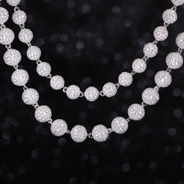Moissanite beaded chain necklace with round iced beads