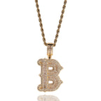Iced Large Initial Pendant - baguette CZ- Miles Jewellery