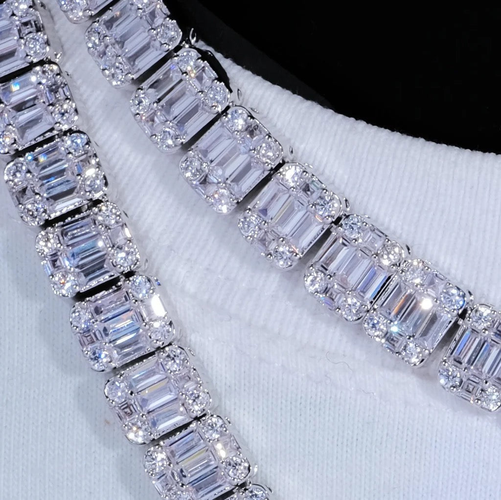 8mm Iced Square Baguette Chain Necklace- Miles Jewellery