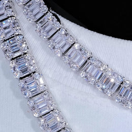 8mm Iced Square Baguette Chain Necklace- Miles Jewellery
