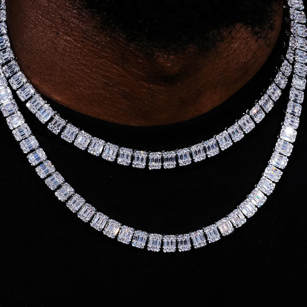 8mm Iced Square Baguette Chain Necklace- Miles Jewellery