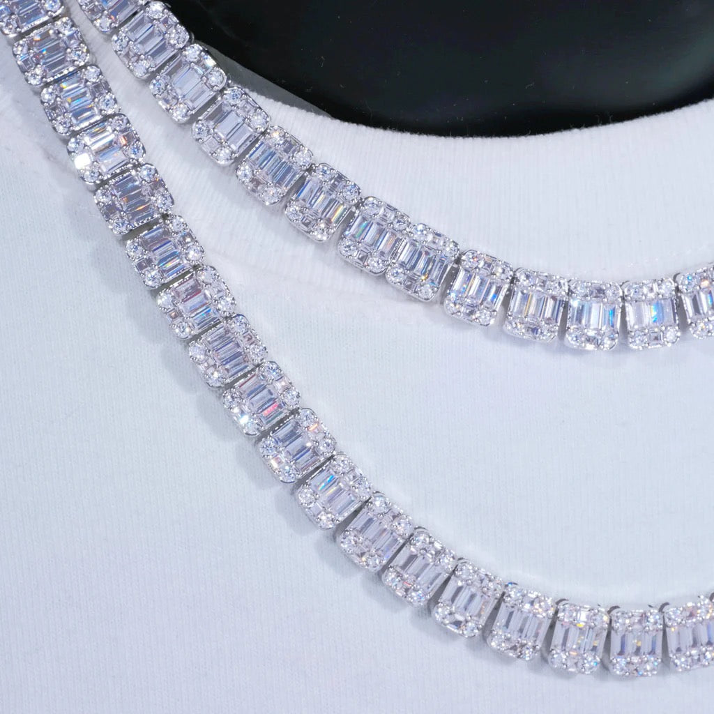 8mm Iced Square Baguette Chain Necklace- Miles Jewellery