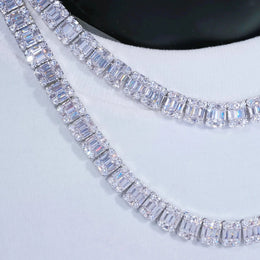 8mm Iced Square Baguette Chain Necklace- Miles Jewellery
