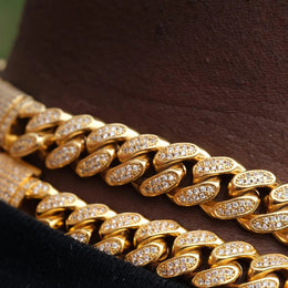 12mm Iced Miami Cuban Chain – Double Row CZ- Miles Jewellery