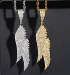 Iced Out Moissanite Angel Wing Pendant - 925 Sterling Silver