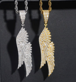 Iced Out Moissanite Angel Wing Pendant - 925 Sterling Silver — product image 4