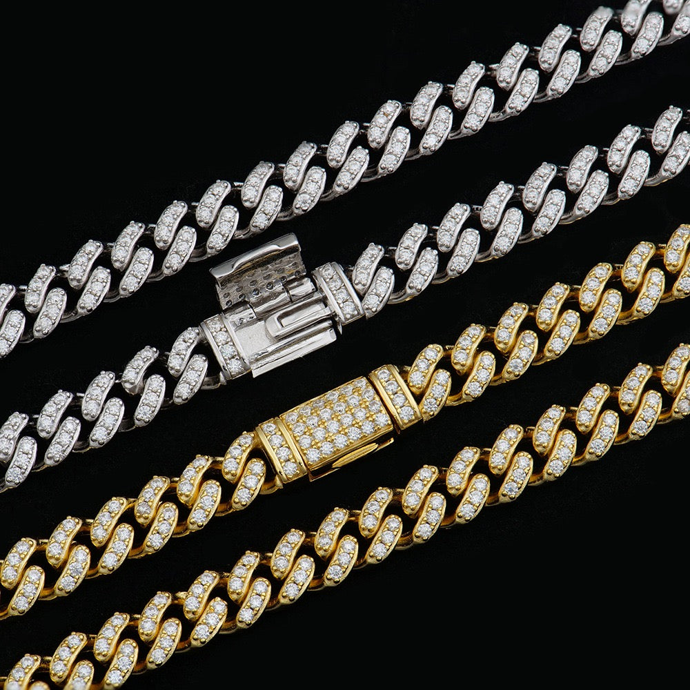 6/10mm VVS Moissanite Cuban Chain – 925 Sterling Silver