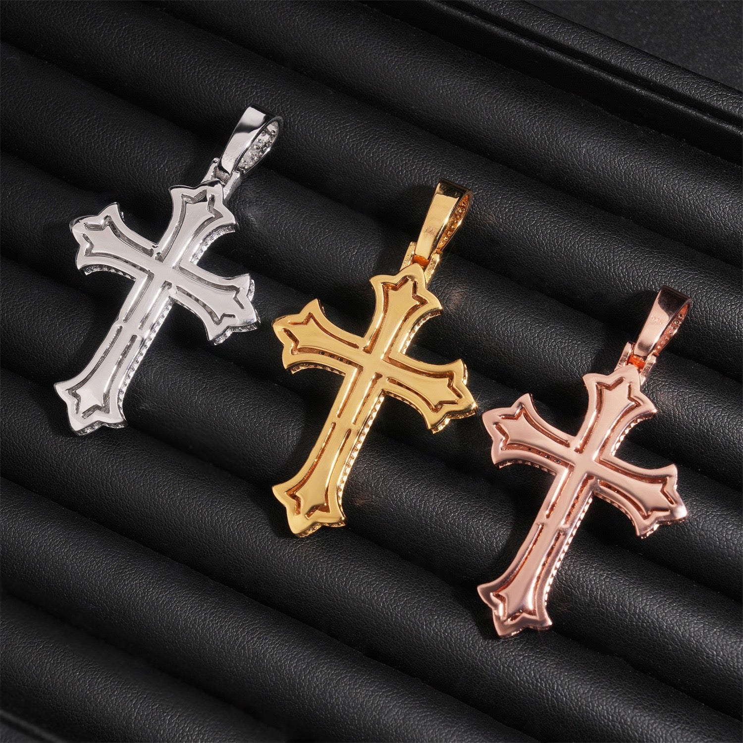 Moissanite Gothic Cross Pendant - 925 Silver Hip Hop Jewelry — product image 7