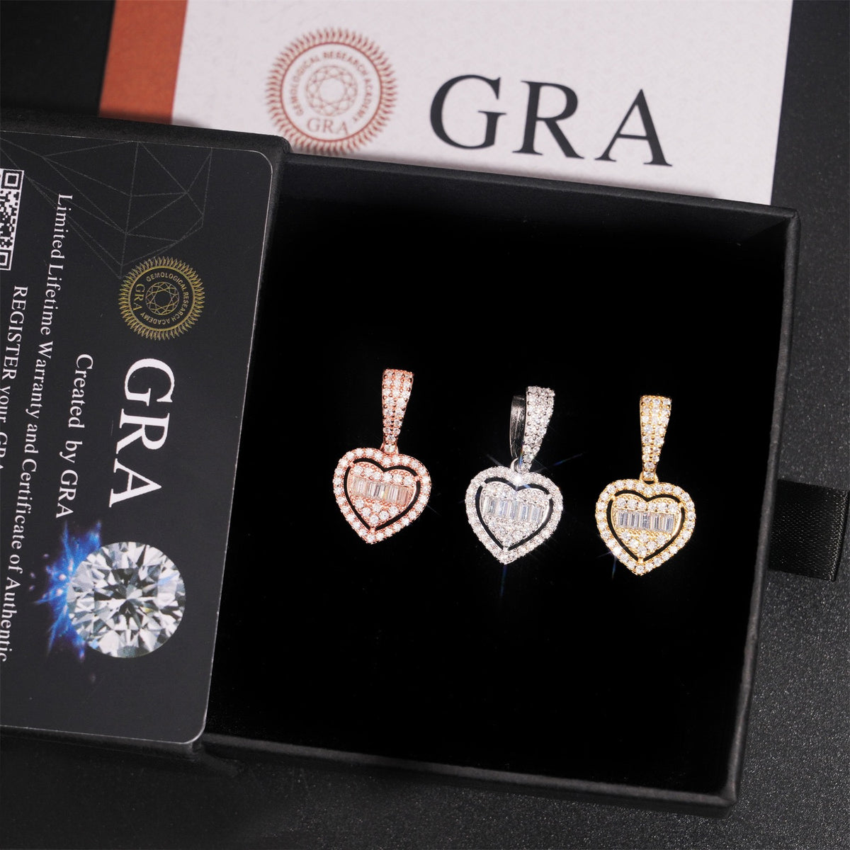 Iced Moissanite Heart Pendant - 925 Sterling Silver