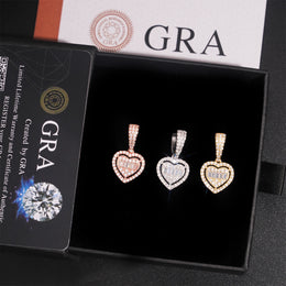 Iced Moissanite Heart Pendant - 925 Sterling Silver — product image 7