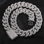18mm Iced Box Clasp Cuban Chain Necklace