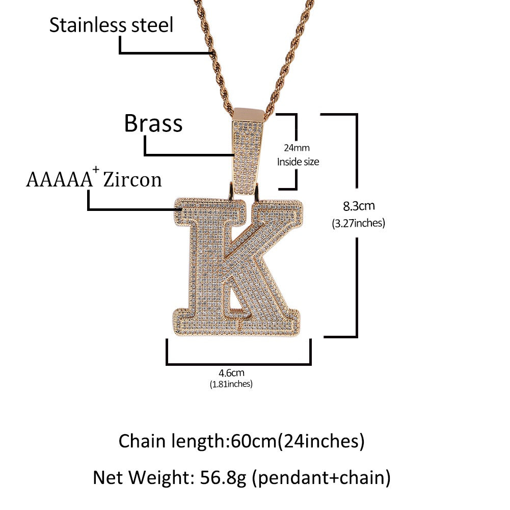 Iced Out Initial Number Pendant- Miles Jewellery