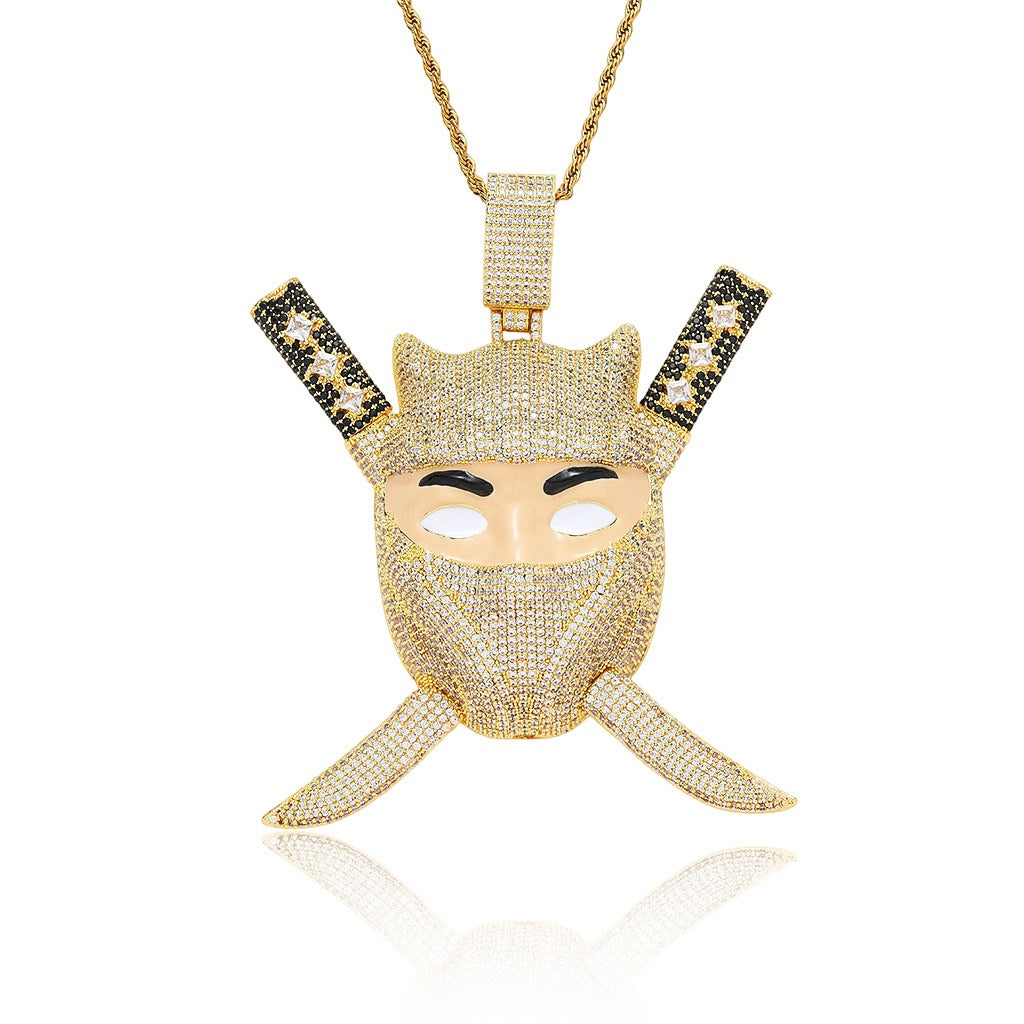 Iced Ninja Assassin Pendant – CZ Diamond Look, Hip Hop Jewelry- Miles Jewellery