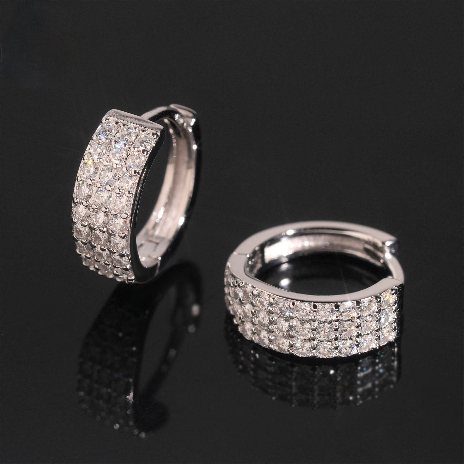 Pavé Moissanite Hoop Earrings - 925 Sterling Silver — product image 8
