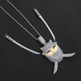 Iced Ninja Assassin Pendant – CZ Diamond Look, Hip Hop Jewelry- Miles Jewellery