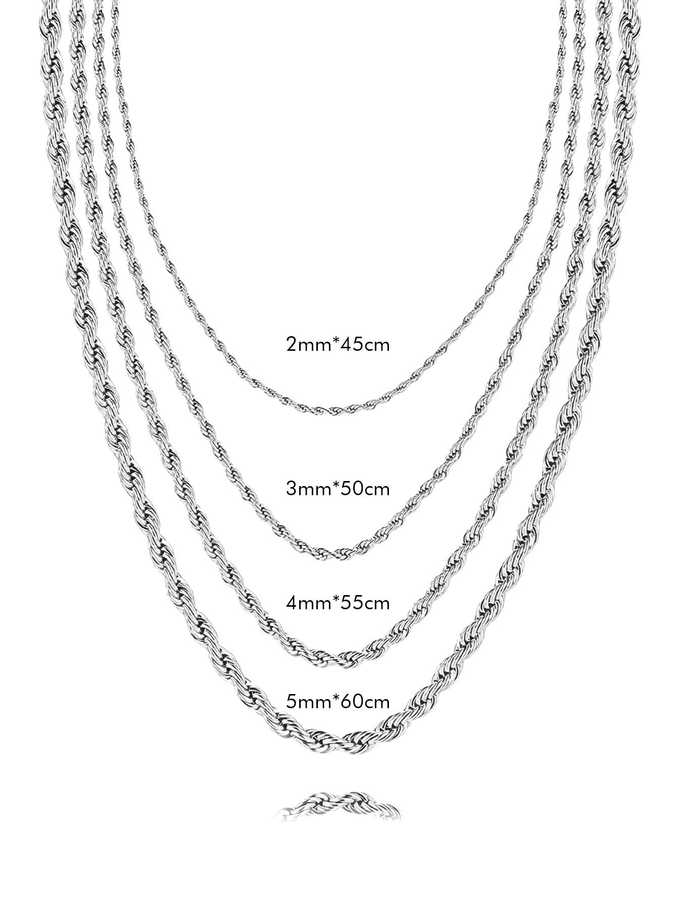 2-5mm Rope Chain Necklace