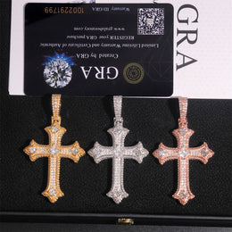 Moissanite Gothic Cross Pendant - 925 Silver Hip Hop Jewelry — product image 5