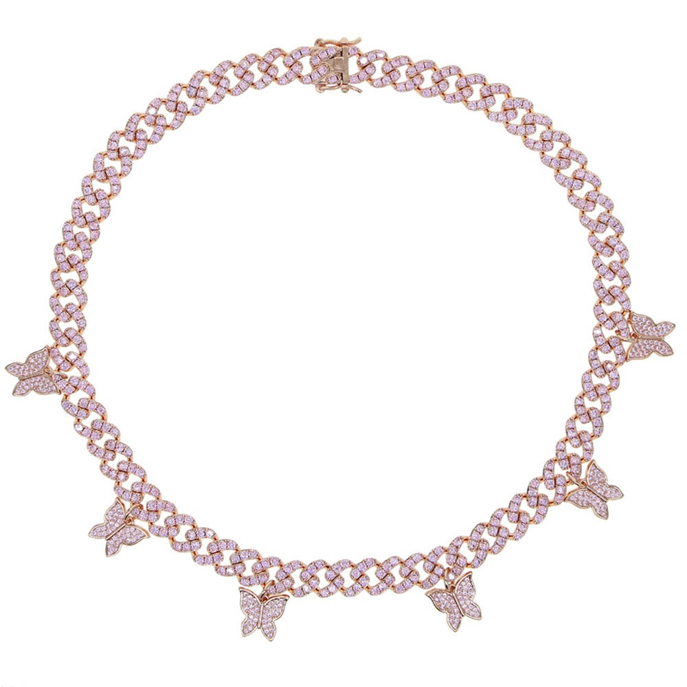 8mm Iced Butterfly Cuban Chain Necklace product image 3