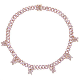 8mm Iced Butterfly Cuban Chain Necklace product image 3