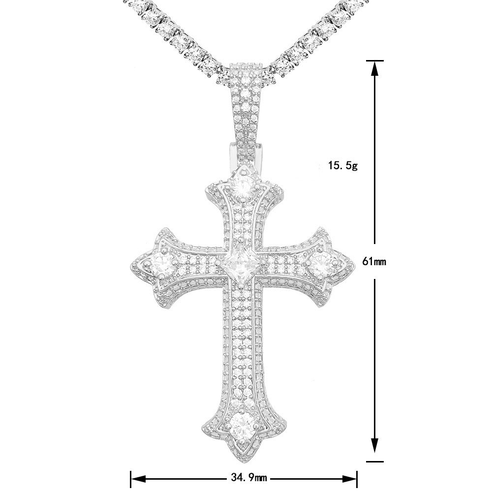 925 silver gothic cross pendant size detail