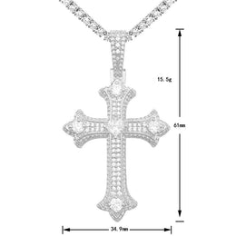 925 silver gothic cross pendant size detail