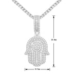 Moissanite Hamsa Hand Pendant - 925 Sterling Silver