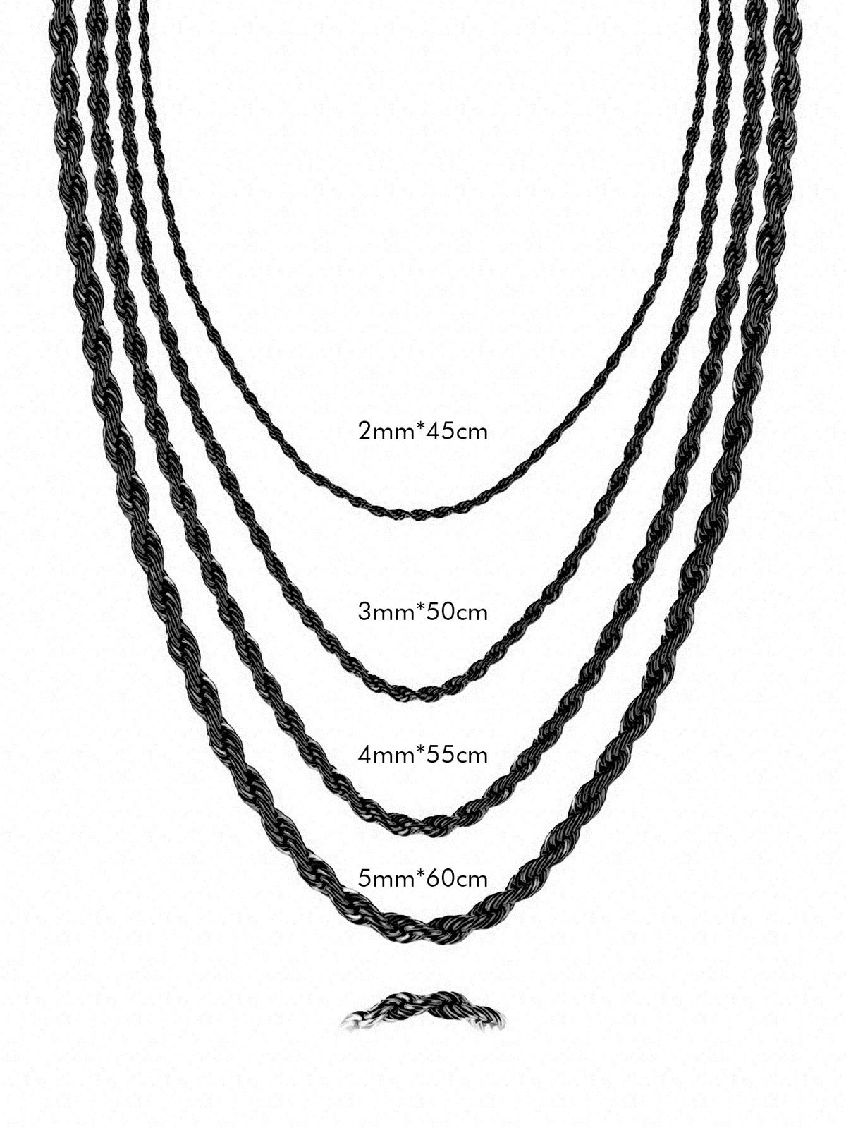 2-5mm Rope Chain Necklace