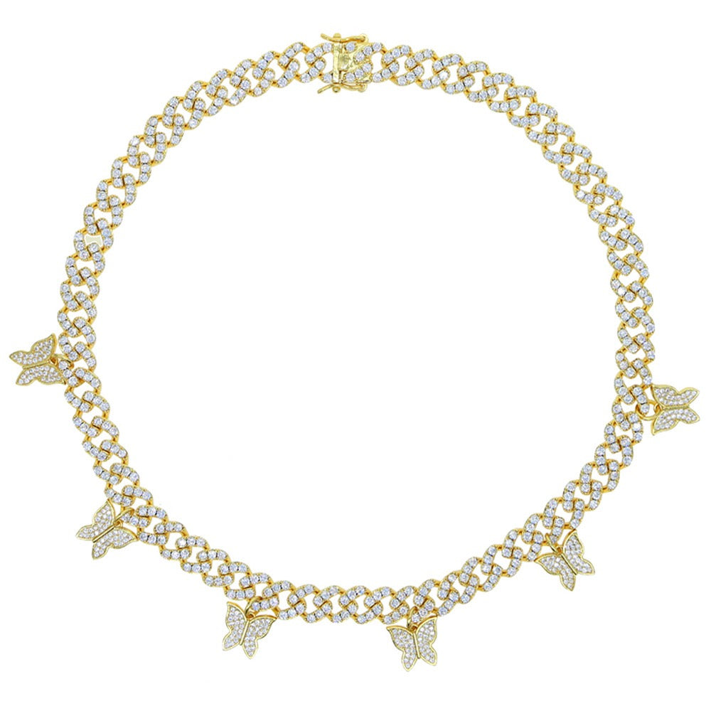 8mm Iced Butterfly Cuban Chain Necklace product image 2