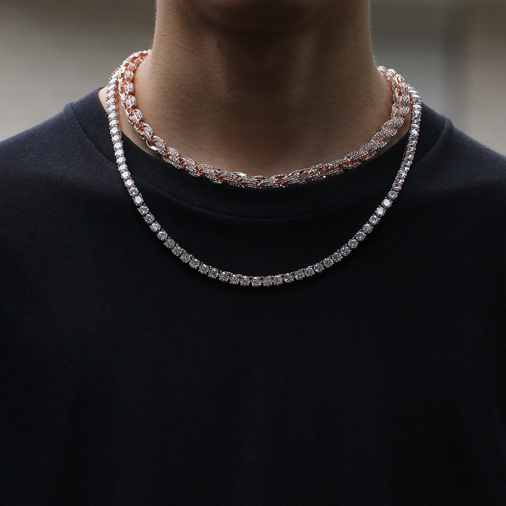 9mm Iced Twisted Rope Chain Necklace