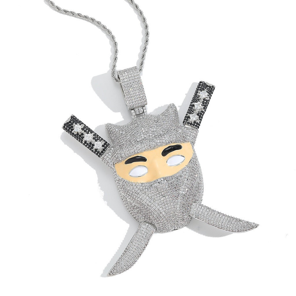Iced Ninja Assassin Pendant – CZ Diamond Look, Hip Hop Jewelry- Miles Jewellery