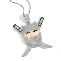 Iced Ninja Assassin Pendant – CZ Diamond Look, Hip Hop Jewelry- Miles Jewellery