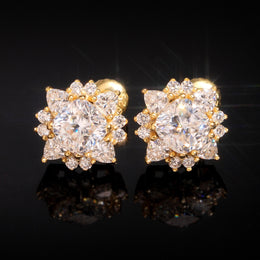 Moissanite Center Stone Flower Stud Earrings Screw Back - 925 Sterling Silver — product image 3