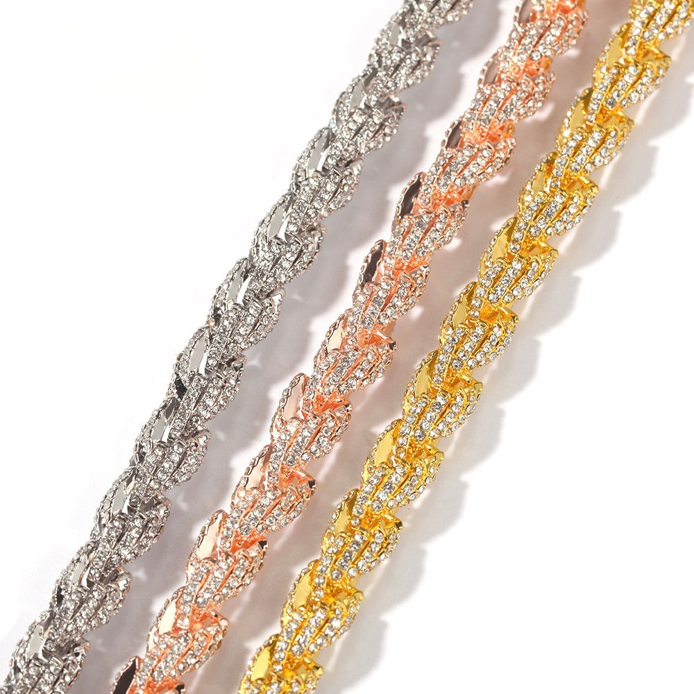 9mm Iced Twisted Rope Chain Necklace