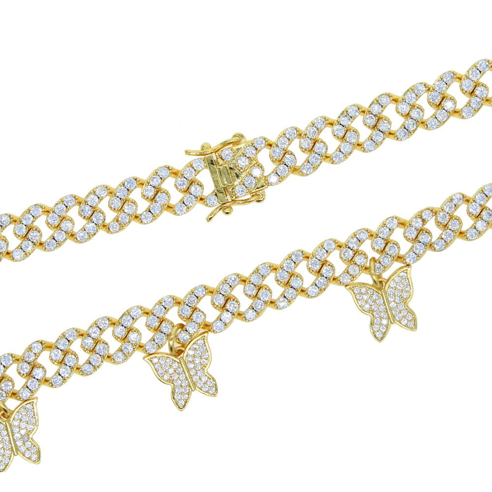 8mm Iced Butterfly Cuban Chain Necklace product image 5
