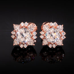 Moissanite Center Stone Flower Stud Earrings Screw Back - 925 Sterling Silver — product image 4