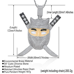 Iced Ninja Assassin Pendant – CZ Diamond Look, Hip Hop Jewelry- Miles Jewellery