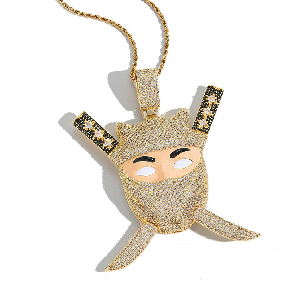 Iced Ninja Assassin Pendant – CZ Diamond Look, Hip Hop Jewelry- Miles Jewellery