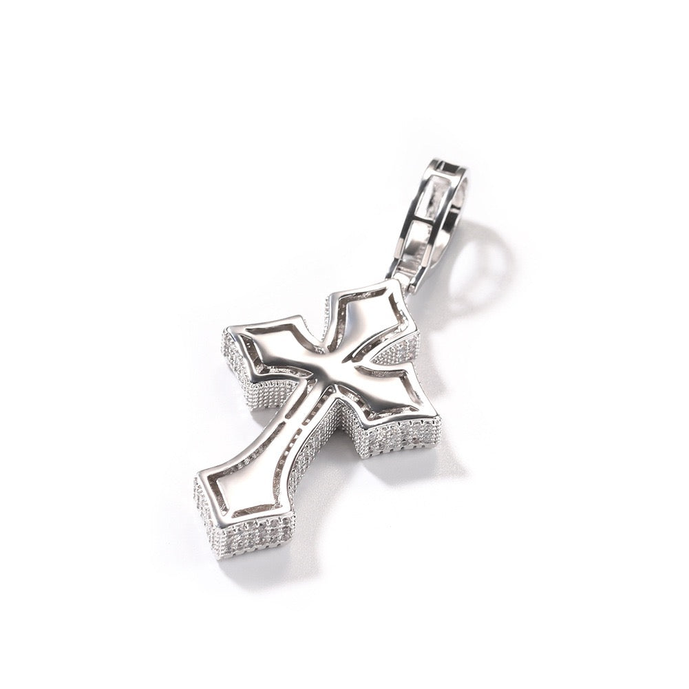 Iced Cross Pendant with Baguette Zircon Stones