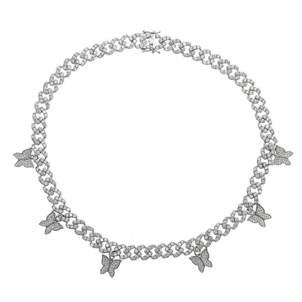 8mm Iced Butterfly Cuban Chain Necklace product image 1