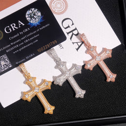 Moissanite Gothic Cross Pendant - 925 Silver Hip Hop Jewelry — product image 6