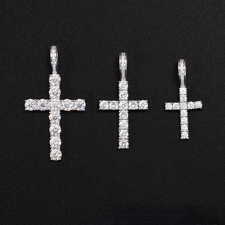 Certified VVS1 D Moissanite Cross Pendant – 925 Sterling Silver Jewelry