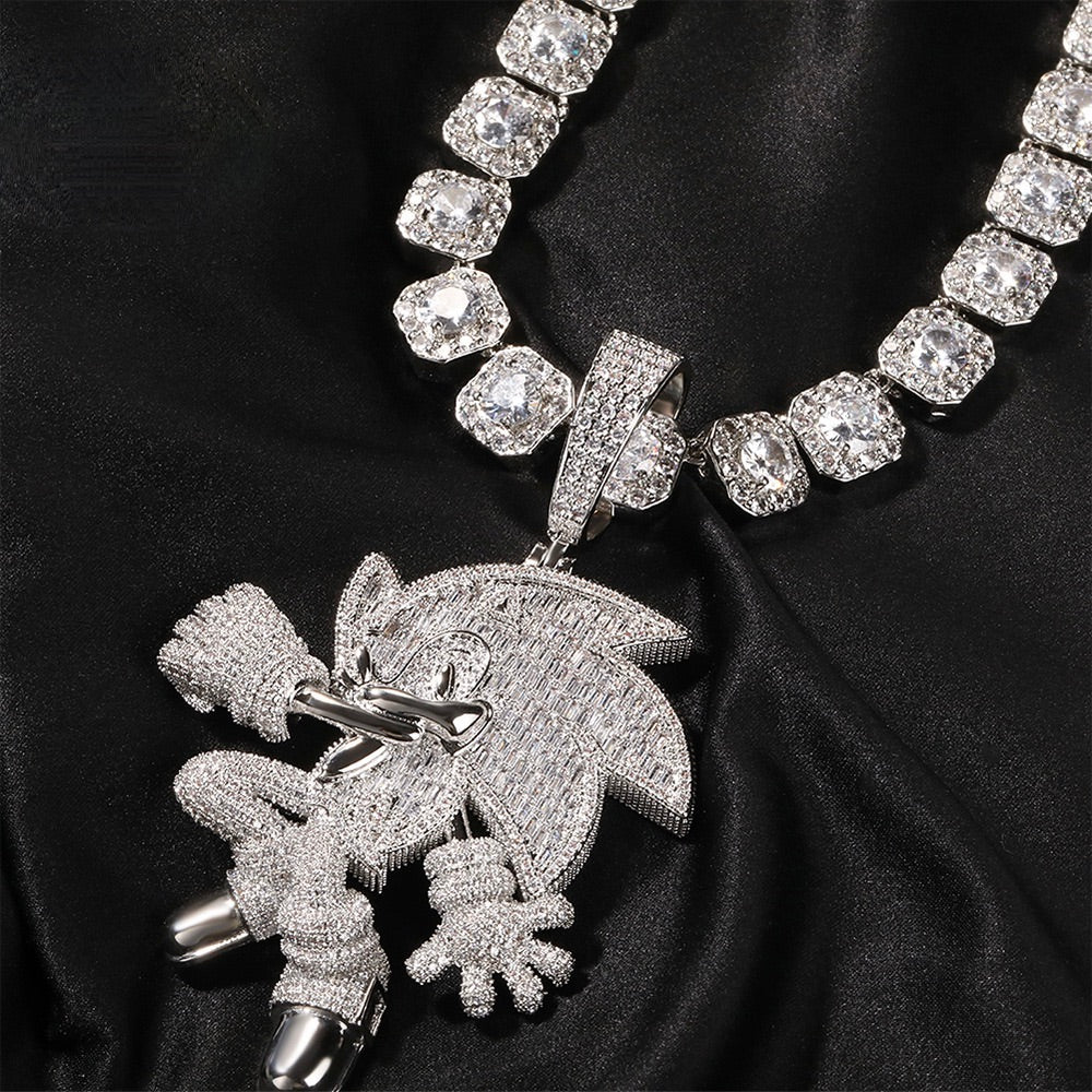 Iced Cartoon Hedgehog Pendant