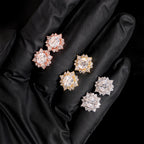 Moissanite Center Stone Flower Stud Earrings Screw Back - 925 Sterling Silver