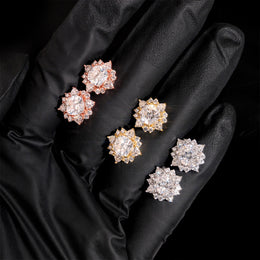 Moissanite Center Stone Flower Stud Earrings Screw Back - 925 Sterling Silver — product image 6
