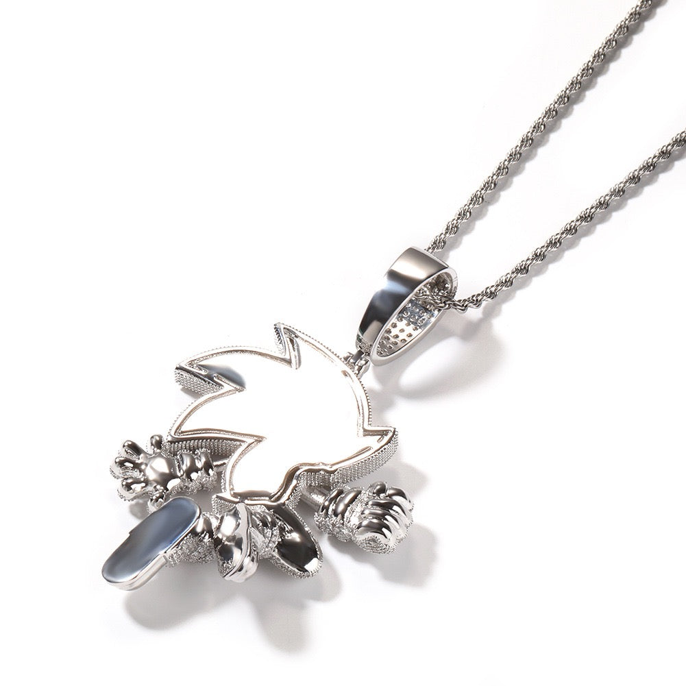 Iced Cartoon Hedgehog Pendant