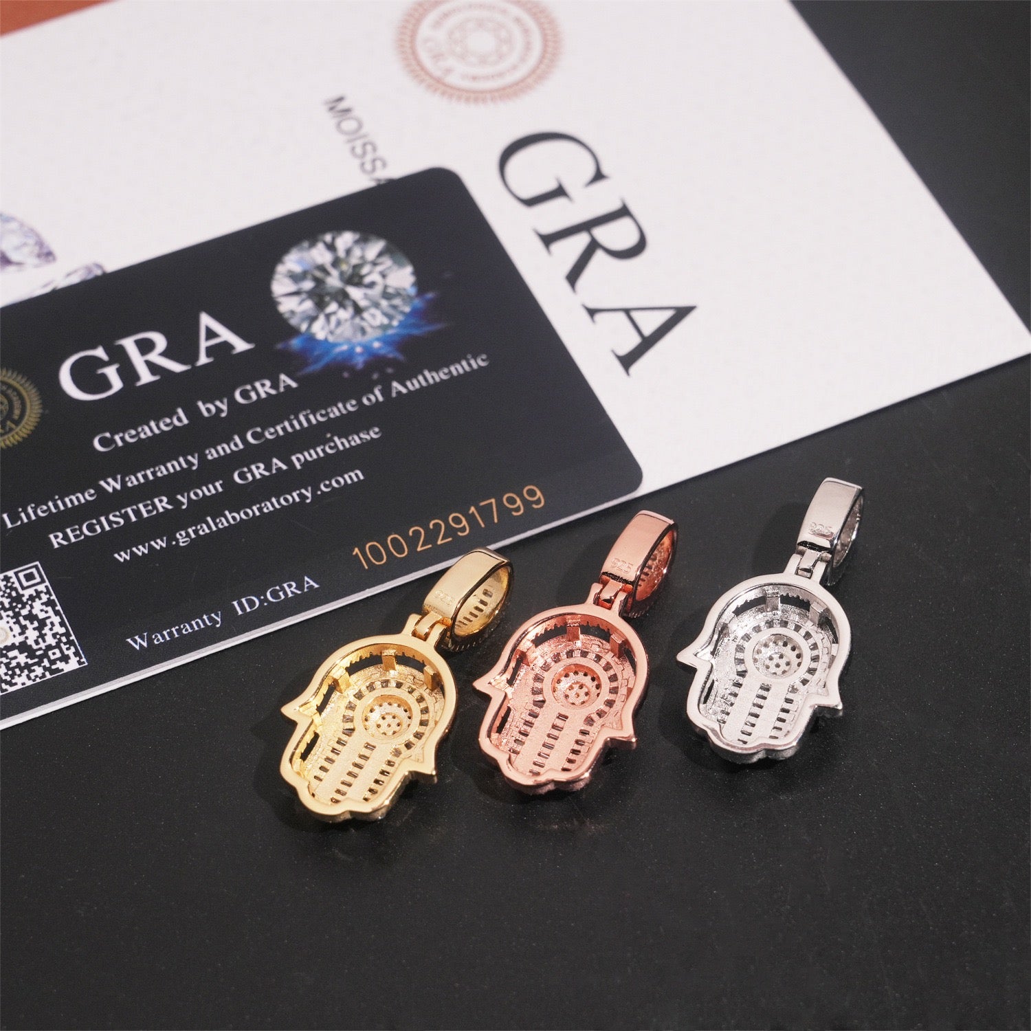 Moissanite Hamsa Hand Pendant - 925 Sterling Silver — product image 6