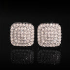 Pavé Moissanite Square Stud Earrings Screw Back - 925 Sterling Silver