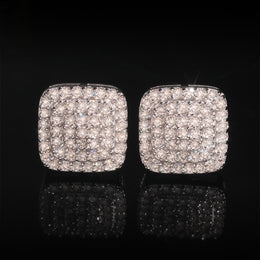 Pavé Moissanite Square Stud Earrings Screw Back - 925 Sterling Silver — product image 2