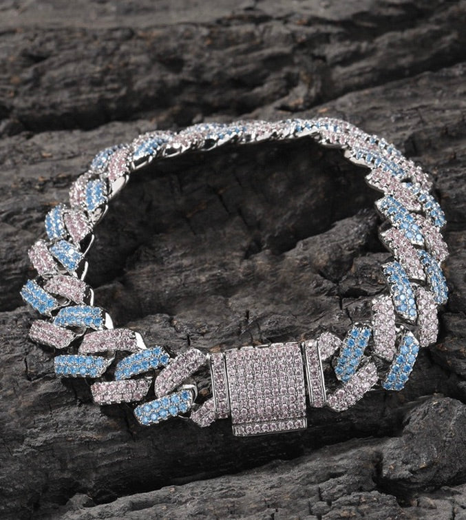 13mm Iced Geometric Cuban Bracelet