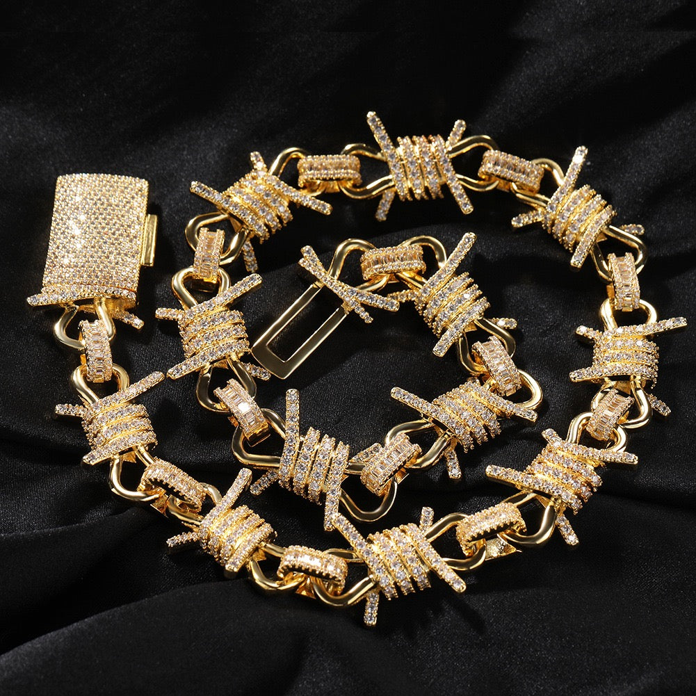 Iced Barbed Wire Chain necklace product view 7